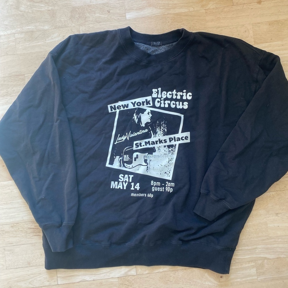Brandy Melville John Galt Black Graphic Crewneck Sweater
